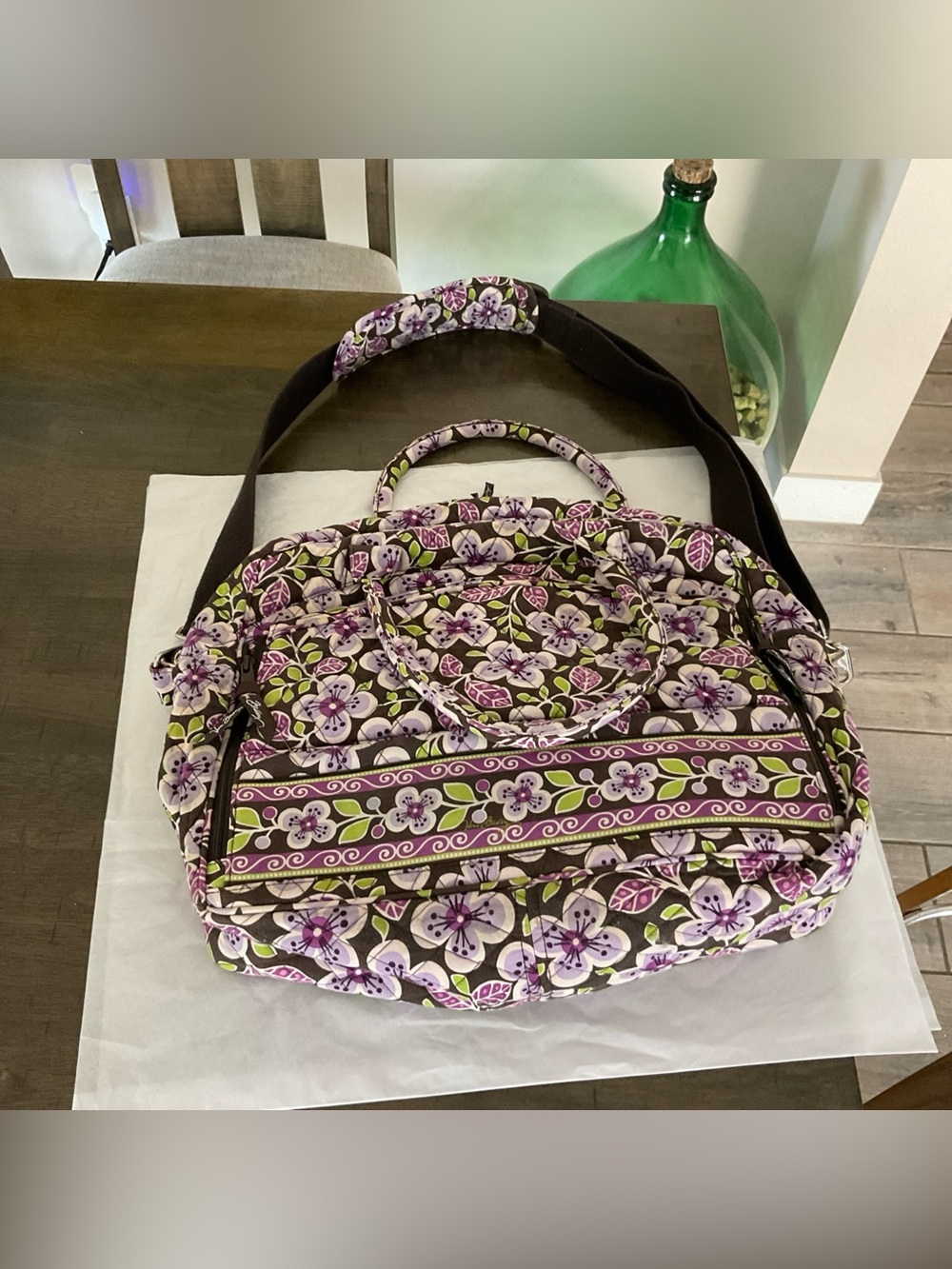 Vera Bradley Computer Bag - Plum Petals (Retired) w/ Shoulder Strap Quilted-L@@K